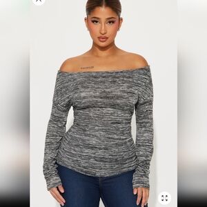 Black Mix Off Shoulder Top